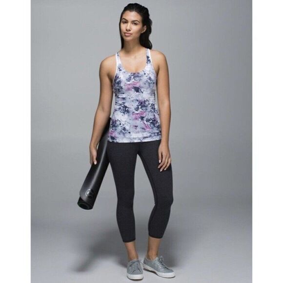 Lululemon Size 6 Crossback Tank Moody Mirage White Thin Straps Low Racer Back - Picture 5 of 12